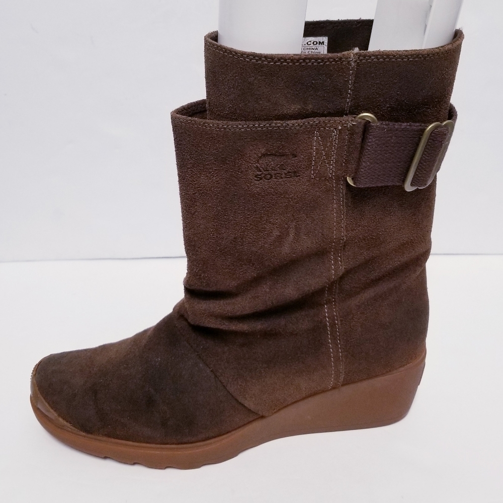Sorel BLACK Suede Wedge Winter Boot